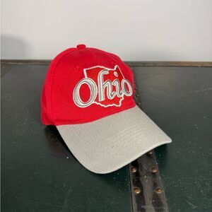 Ohio State Baseball Hat Cap Scarlet & Gray Adjustable Embroidered Red White